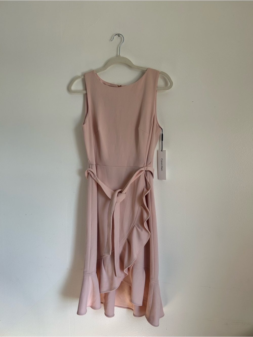 Calvin Klein Blush Pink High-Low Ruffle Dress